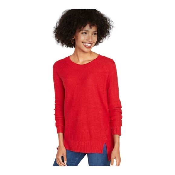 Womens Old Navy Stitchy Bateau Holiday Red Knit Lightweight Sweater - Sz S - Picture 1 of 2